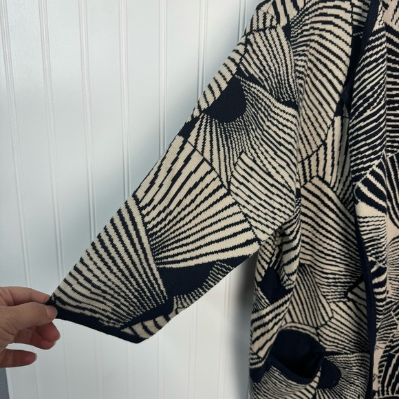 Sibin Linnebjerg Sweater XS  Geometric Print Multicolor Pockets 3/4 Sleeve Open - Picture 5 of 11